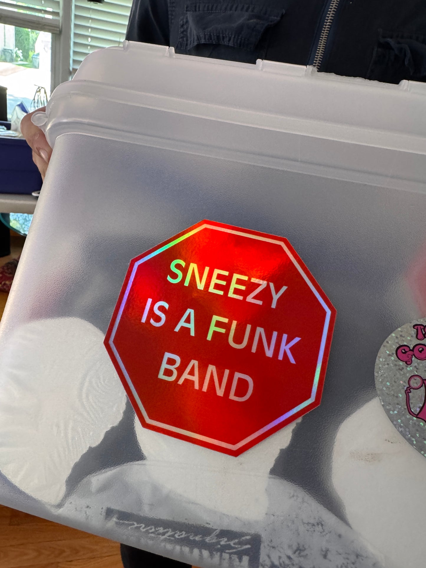 Sneezy Is A Funk Band Stop Sign Sticker